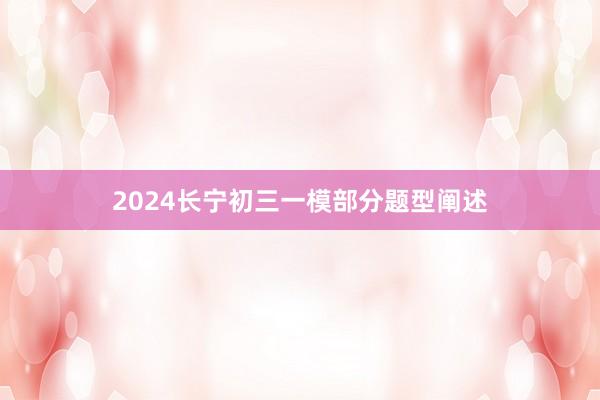 2024长宁初三一模部分题型阐述